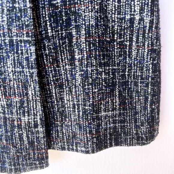 Ann Taylor LOFT Blue White Black Tweed Silver Button Flap Asymmetrical Skirt 12P - Picture 3 of 7